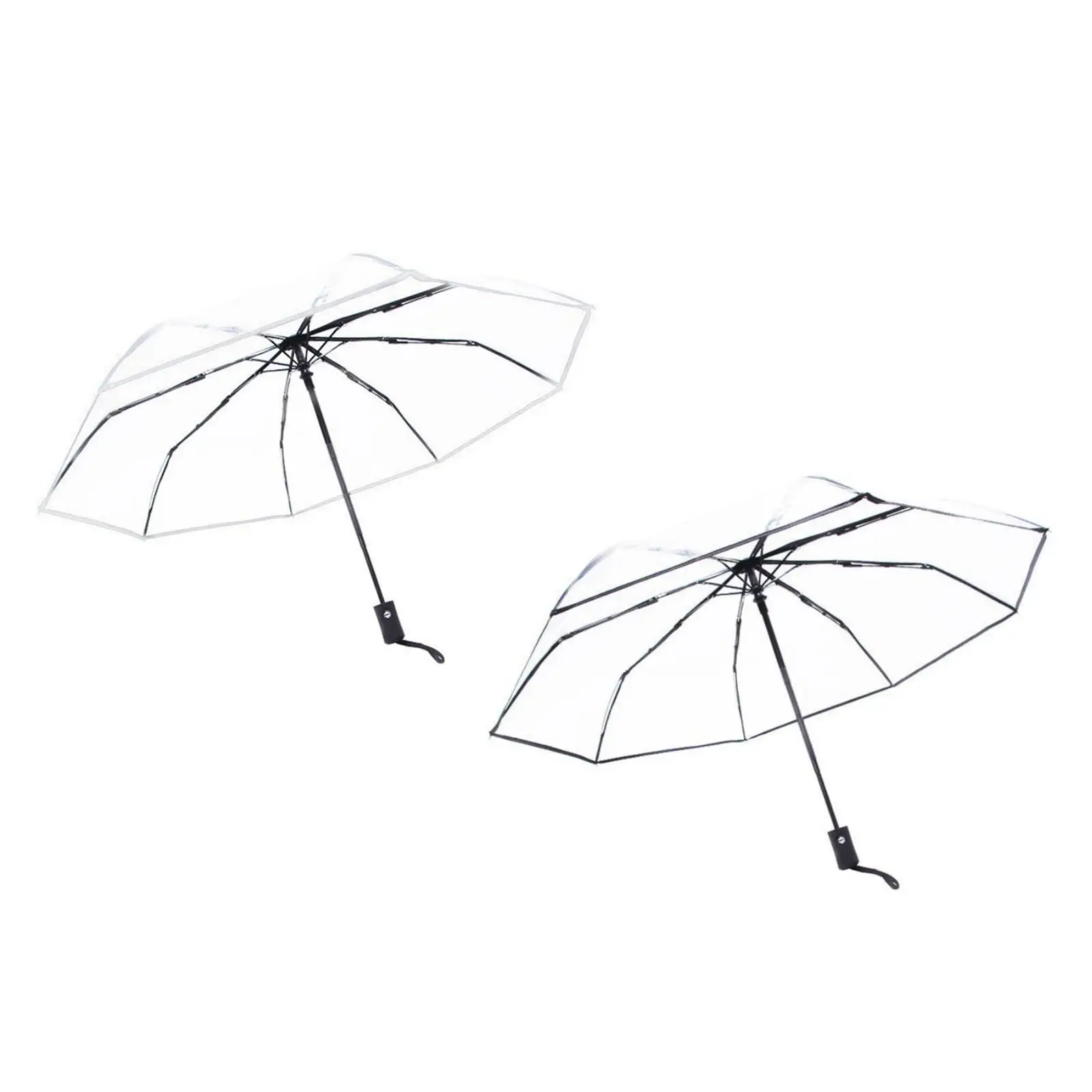 Transparent Folding Rain Umbrella Rainproof for Trekking Trips Commuting