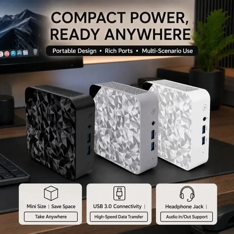 New Ultra Small Intel N95 Mini PC,16GB DDR4,1TB/2TB M.2 SSD,Windows 11 Home,4K HD,Ideal for Daily Use and Light Gaming