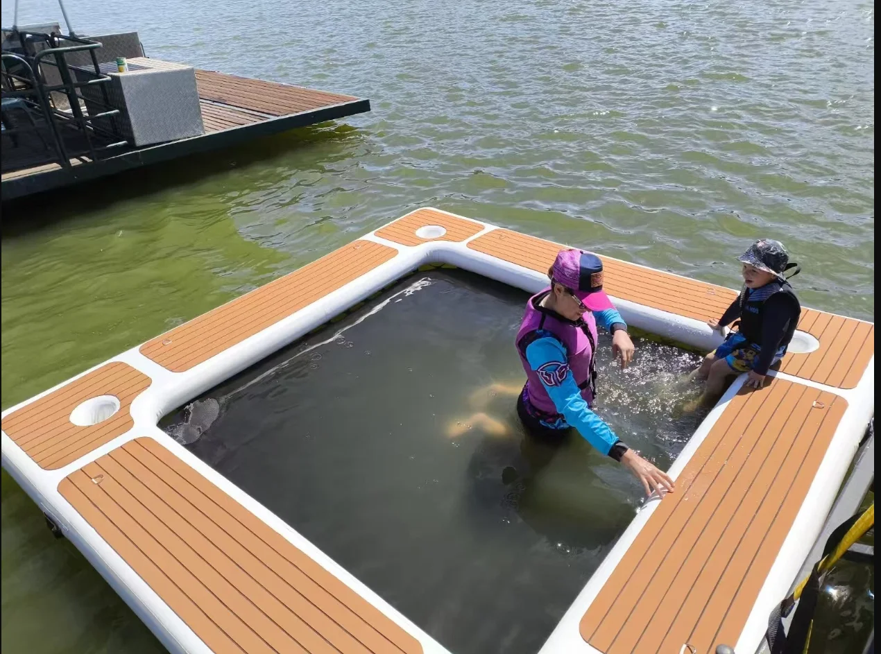 3*4M  Floating inflatable raft floating platform wholesale inflatable hammock floating platform