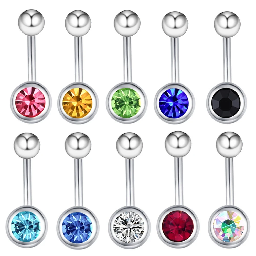 14 g 1,6 mm Kristall-Bauchnabelring, Stahl, 5 mm, 8 mm Kugel, 8 mm – 16 mm Stab, gebogener Langhantel-Piercing-Schmuck – Detail 2