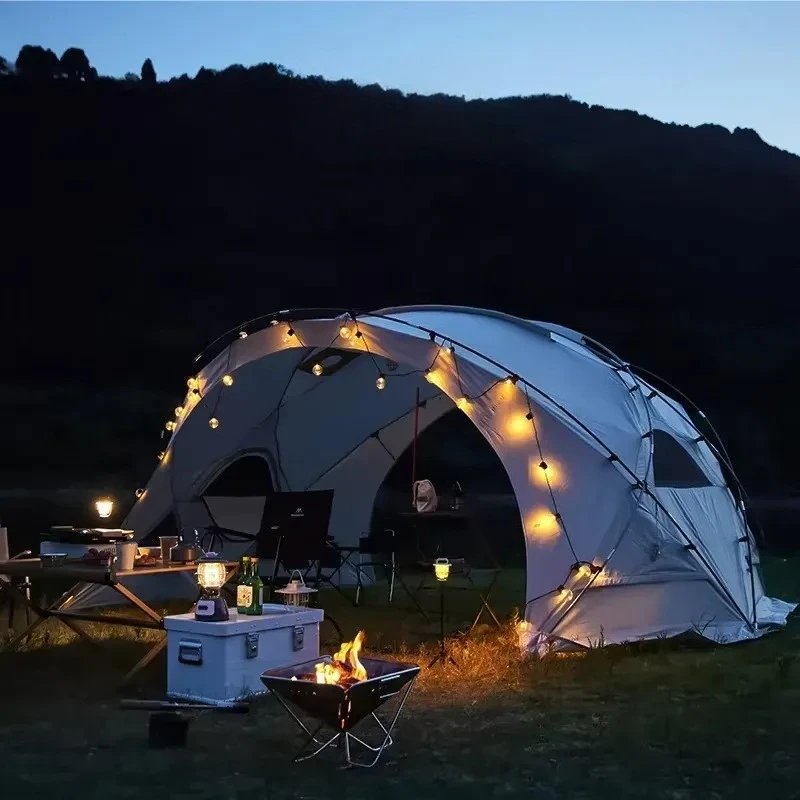 Oxford Fabric Dome & Tunnel Tent Rainproof Sun Protection Hemisphere Camping Tent For Spring Winter Outdoor Leisure Shelter
