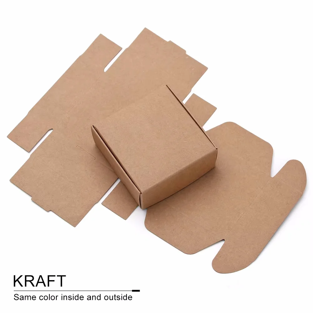 100PCS Blank Kraft Paper Handmade Foldable Box DIY Cardboard Jewelry Cosmetic Wedding Party Favor Birthday Gift Packaging Boxes