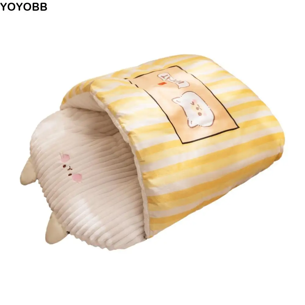 

Cute Cartoon 3D Cat Sleeping Bag Semi-enclosed Comfortable Tunnel Cat Nest Warm Soft Cat Mattresses Autumn