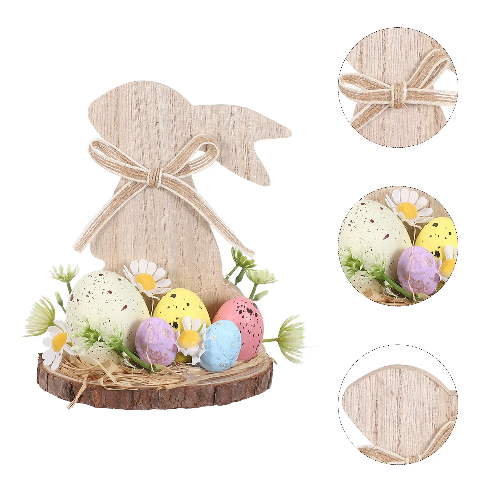 

Easter Decorations Wooden Bunny Tabletop Centerpiece For Farmhouse Spring Home Party Rustic Rabbit With Eggs Flowers