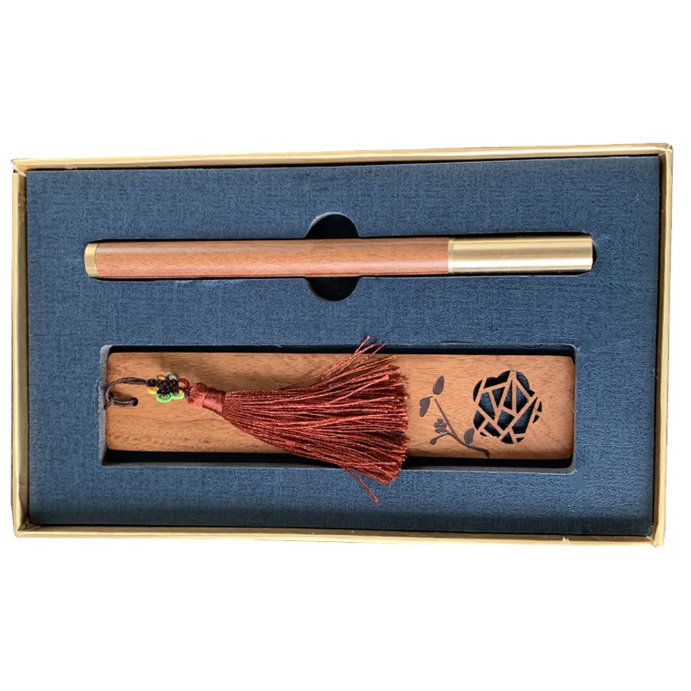 

1 Bookmark Set Wooden Bookmarks Chinese Pen Graduation Gift Kit Souvenir Present Packaging Practical Creative