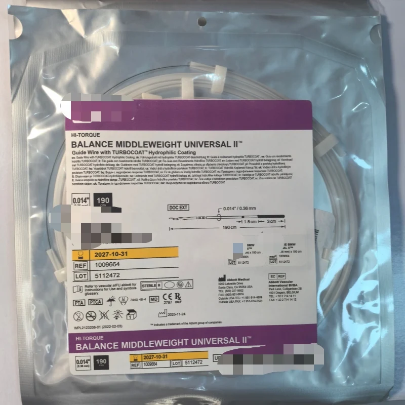 Veterinary OEM BWM Universal II Hi-Torque Nitinol 0.014 Class II PTCA Guidewire 300cm CE/ISO 13485 Certified