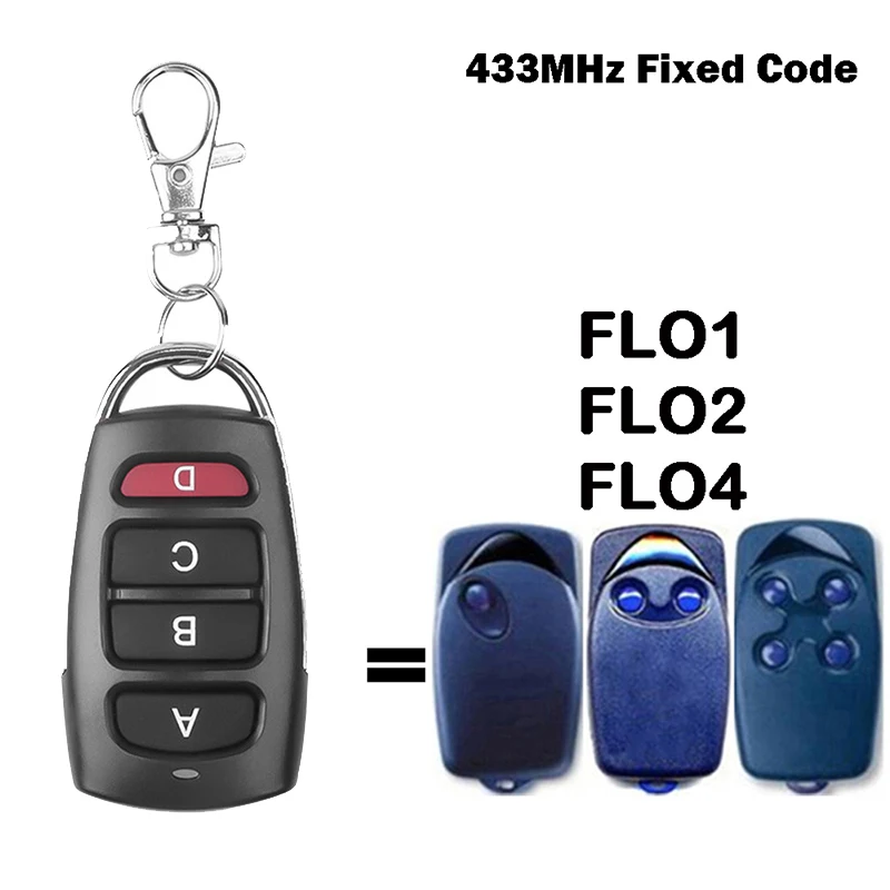 FLO1 FLO2 FLO4 Remote Control Garage Door Opener Duplicator 433.92MHz Fixed Code Gate Control