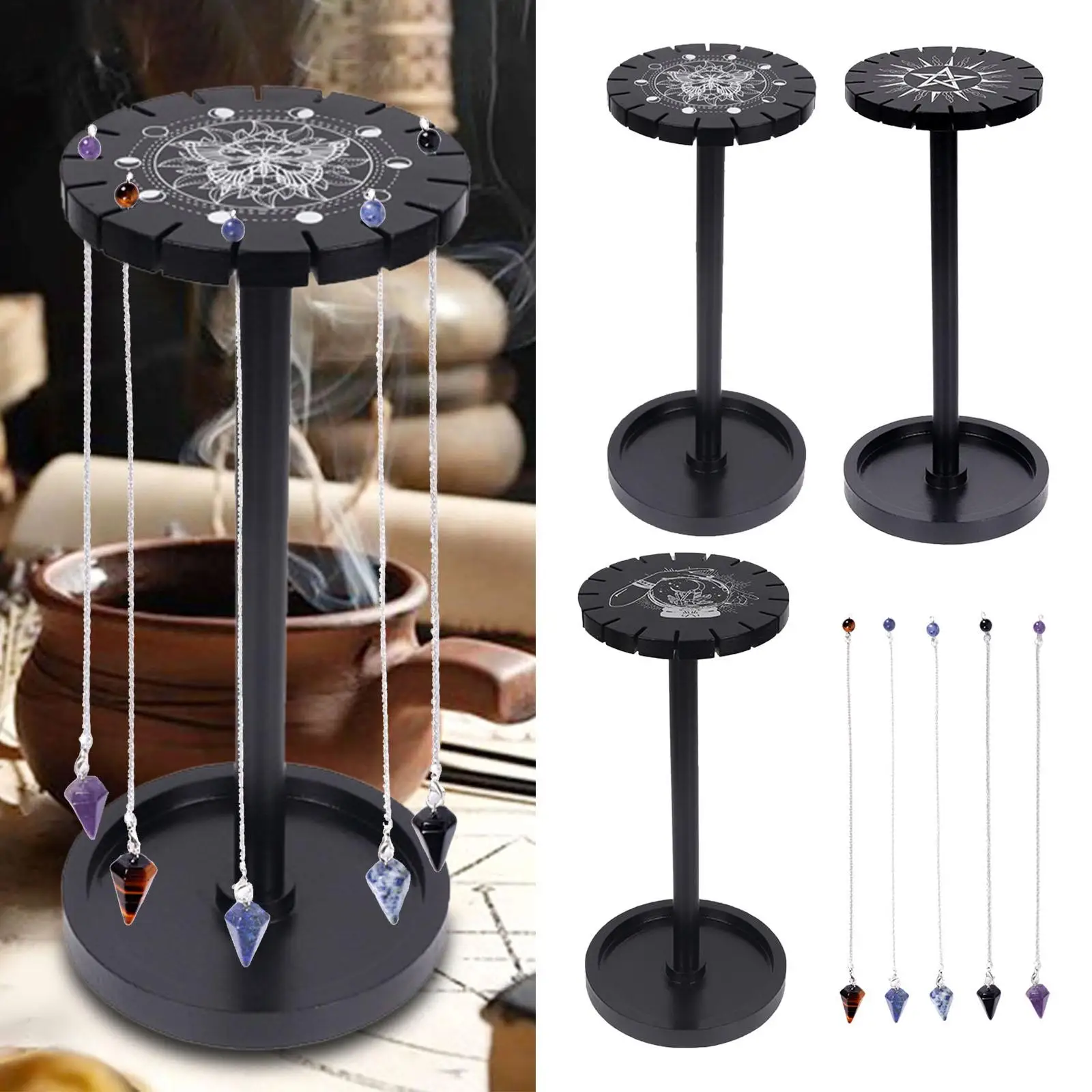 

Wooden Pendulum Display Frame Ornament for Ores Sphere Mineral Home Ornament