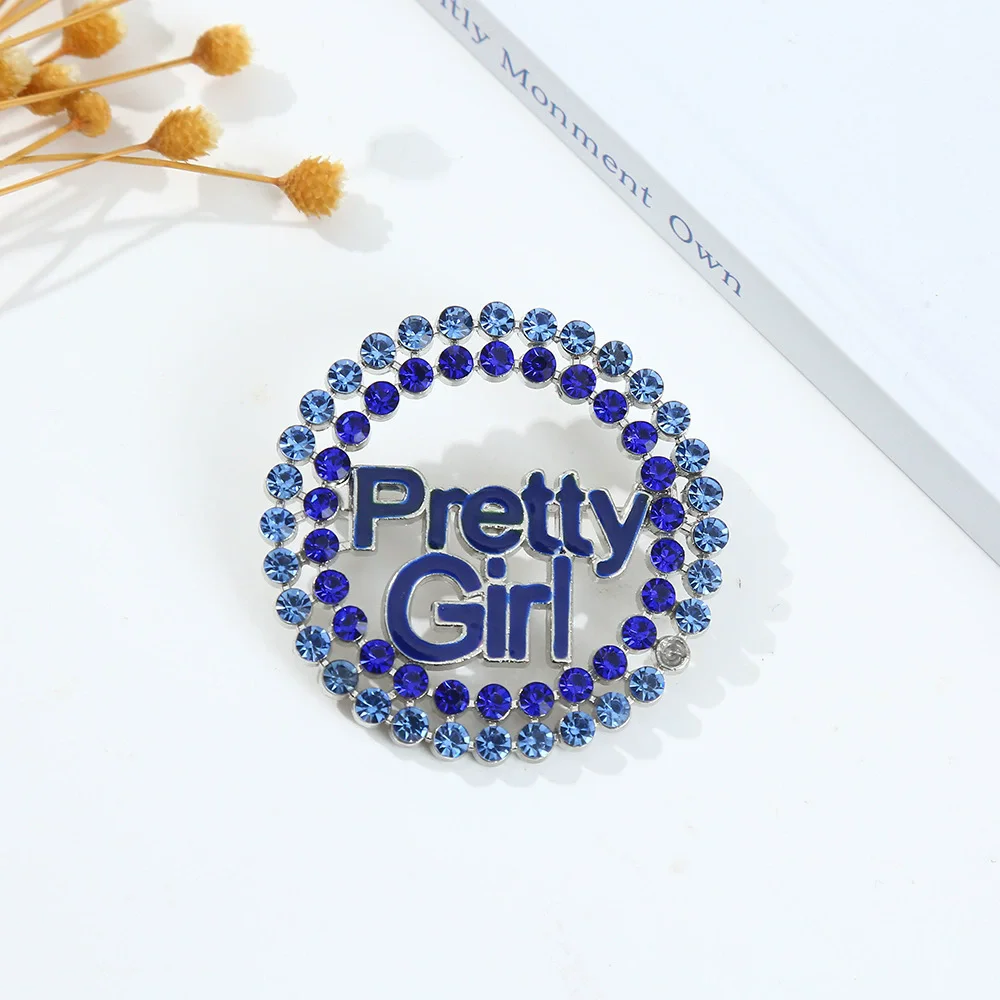 Pop University ALPHA sorority society pretty girl Enamel-colored metal letter Pearl Brooch PIN