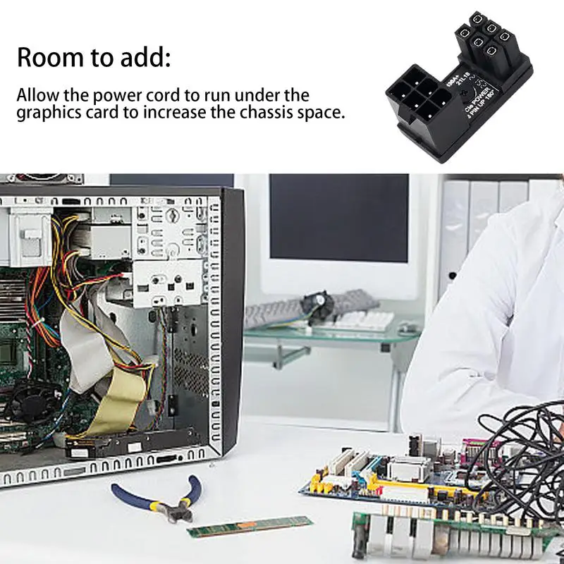 Kartu grafis 8 Pin konektor adaptor daya 6/8 Pin konektor papan kemudi 180 derajat adaptor bersudut adaptor GPU untuk Desktop