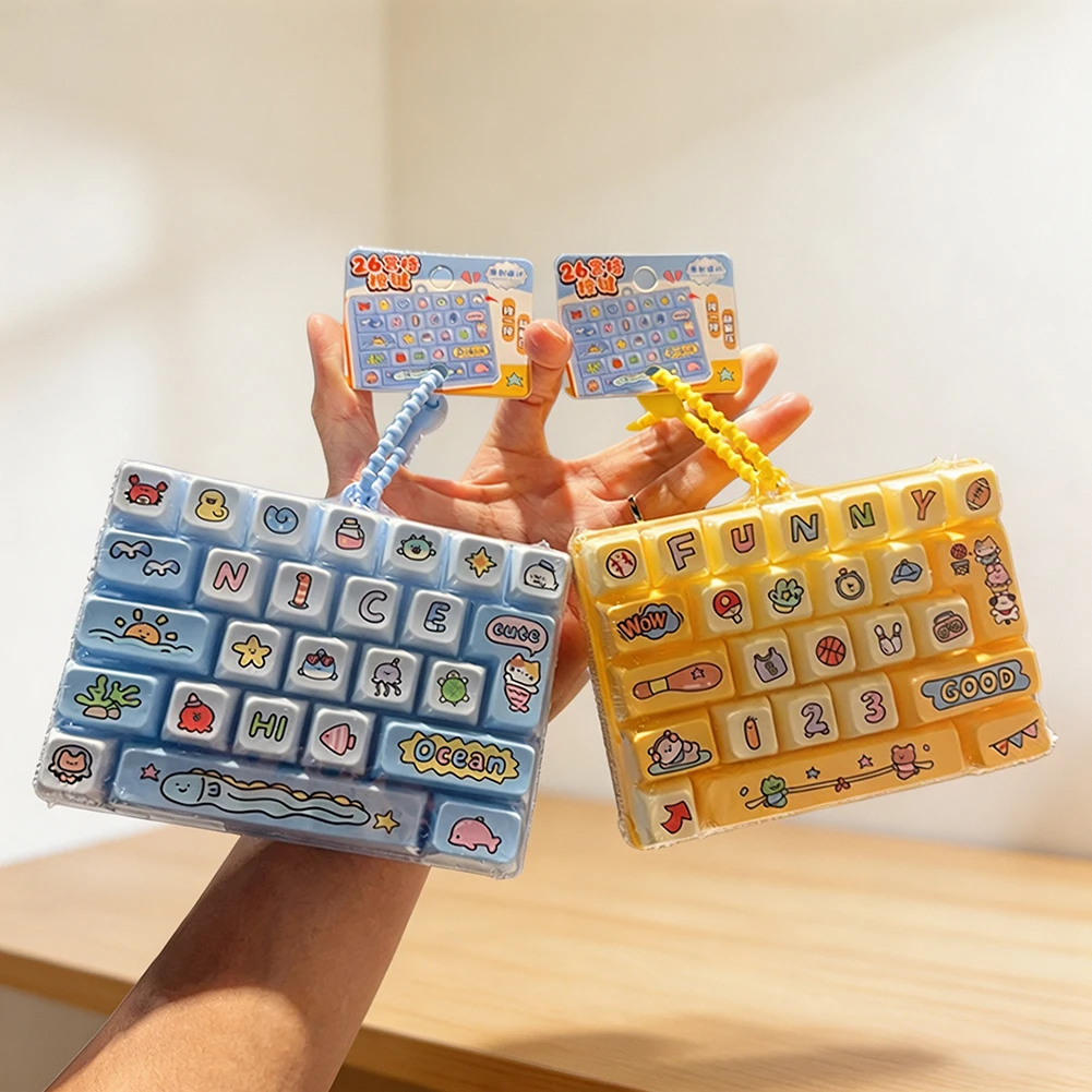 Cute Keyboard Fidgets Keychain 26 Key Toy Multifunctional Cute Backpack Charm Sensory Fun Toy Present For Friends Family ﻿