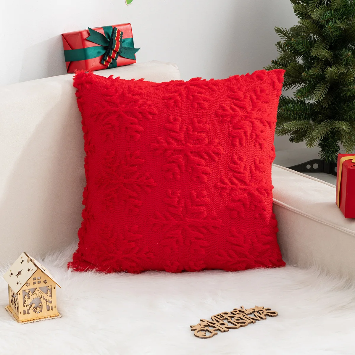 Christmas Pillowcase Without Core Snowflakes Christmas Tree Home Sofa Pillow Cushion Festive Decoration Cushion Cover