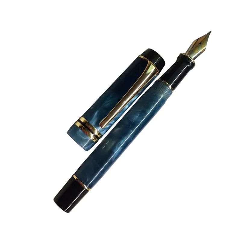 Kaigelu 316 Fountain Pen F Nib Beautiful Blue Brown White Marble Amber Pattern Ink Pen Writing Gift For Students Office Business
