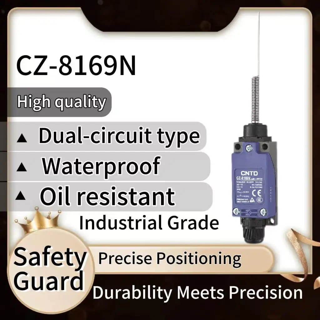 

CNTD CZ-8169N Limit Switch Flexible Coil Spring Rod IP65 Waterproof 1NO1NC 10A 4kV Long Life for Automation Equipment