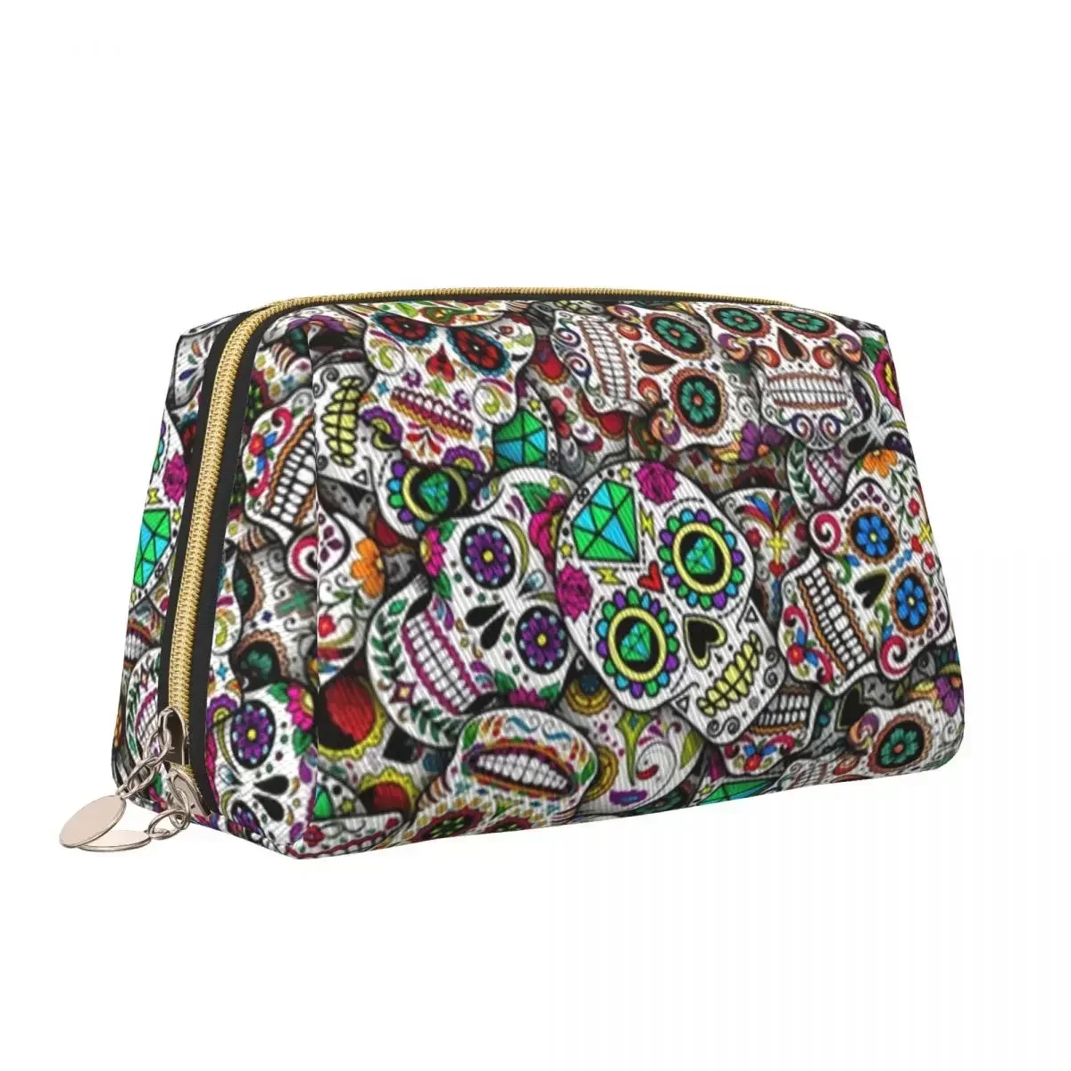 Travel Mexican Sugar Skulls Toiletry Bag Cute Day Of The Dead Art Makeup Cosmetic Organizer Women Beauty Storage Dopp Kit Case