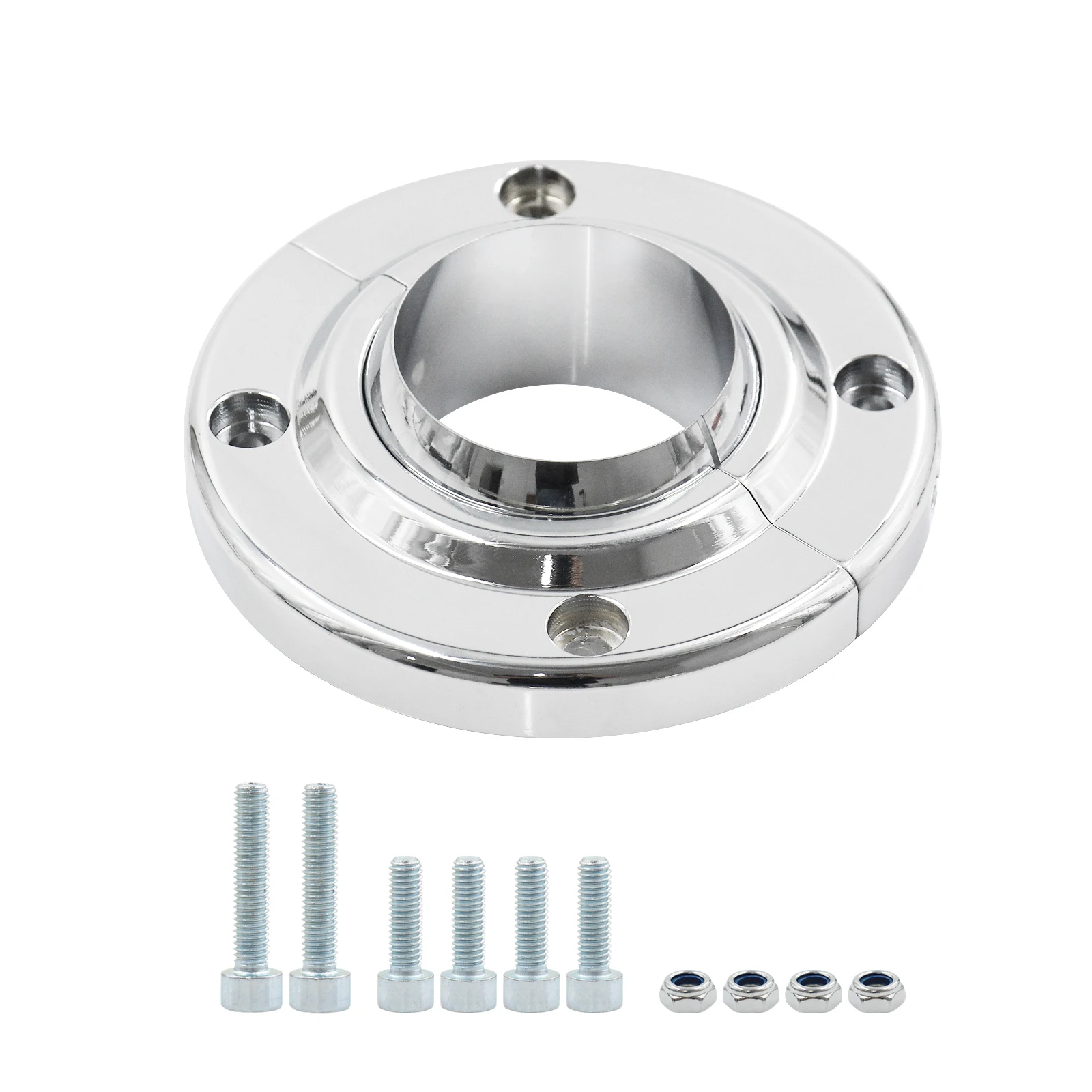 

Chrome Steering Column Floor Mount Replacement for SBC BBC 350 Universal 2 Inch Columns Chrome Steering Column Floor Mount