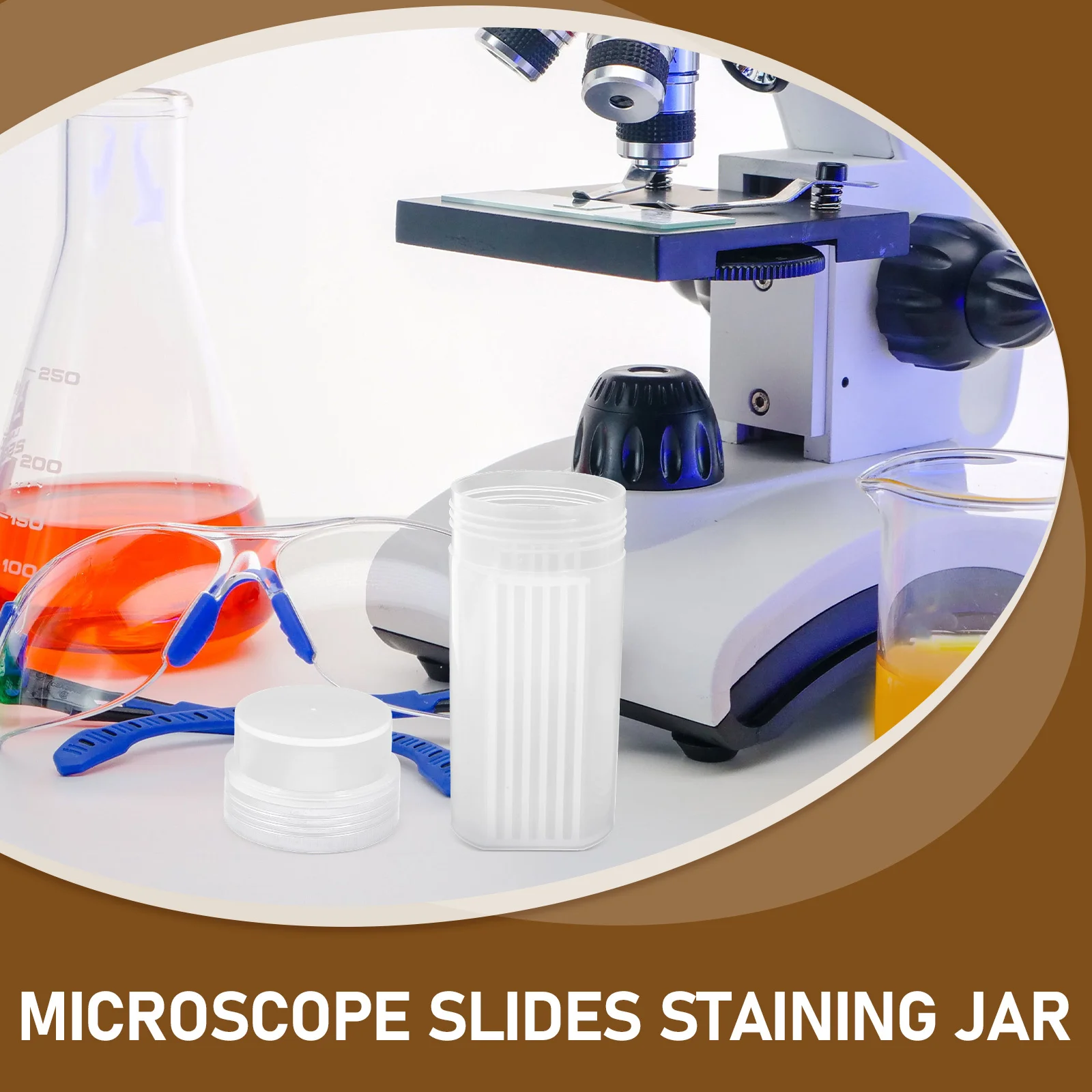 

Plastic Microscope Slide Staining Jar Leakproof Lid Compact Slide Holder Portable Laboratory Slides Staining Jar