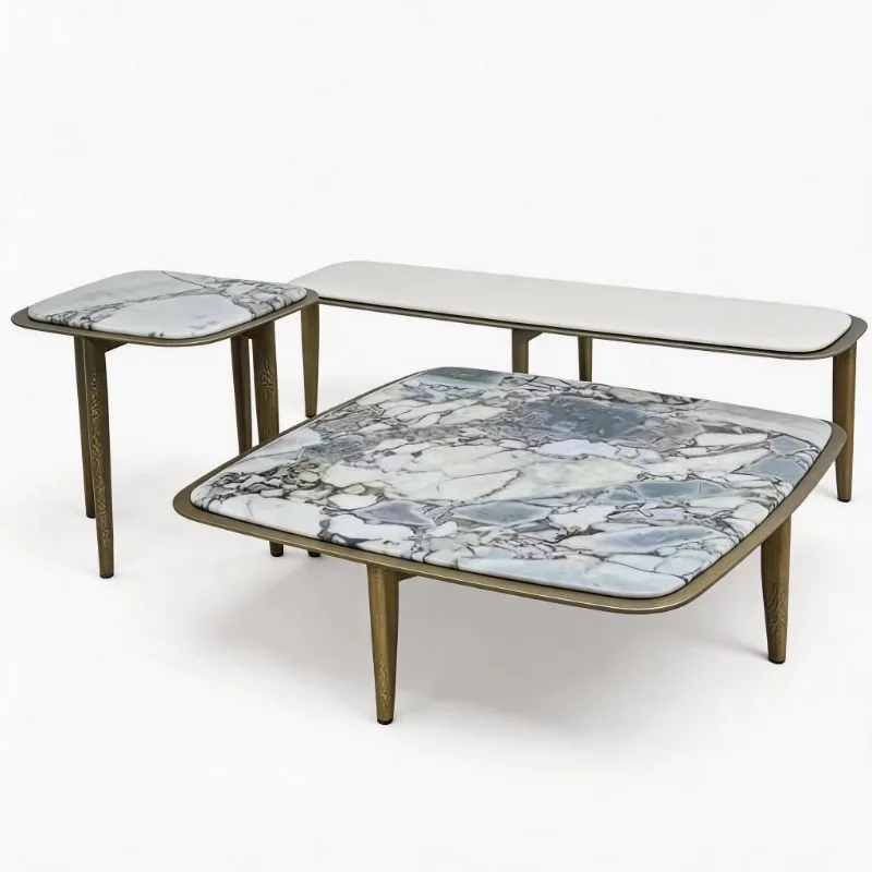 

Italian minimalist style natural marble square coffee table, convertible and durable, suitable for living rooms and bedrooms