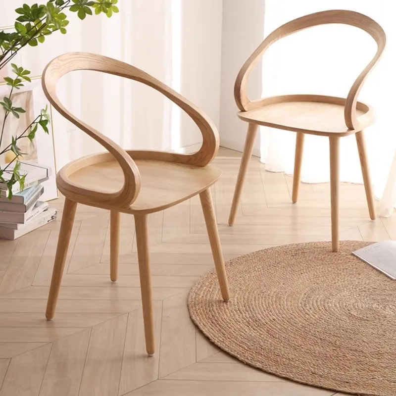 Modern Solid Wood Dining Chair Japanese Style Ribbon Backrest Light Luxury Home Furniture Casual Modern Dining Table