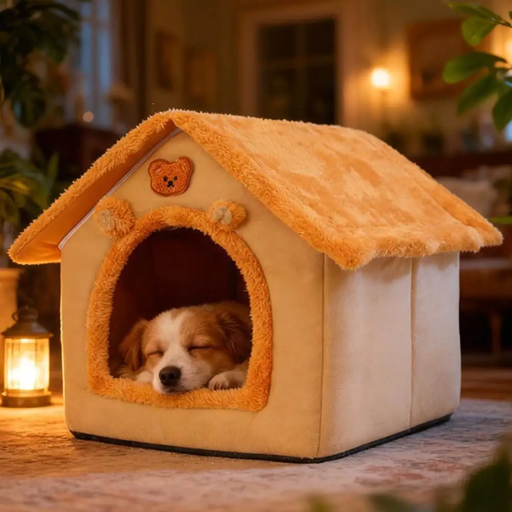 All Season Pet House Style Bed - Removable Washable Pet Bed Small Dog Sleeping Nest, Semi Enclosed Dog Nest