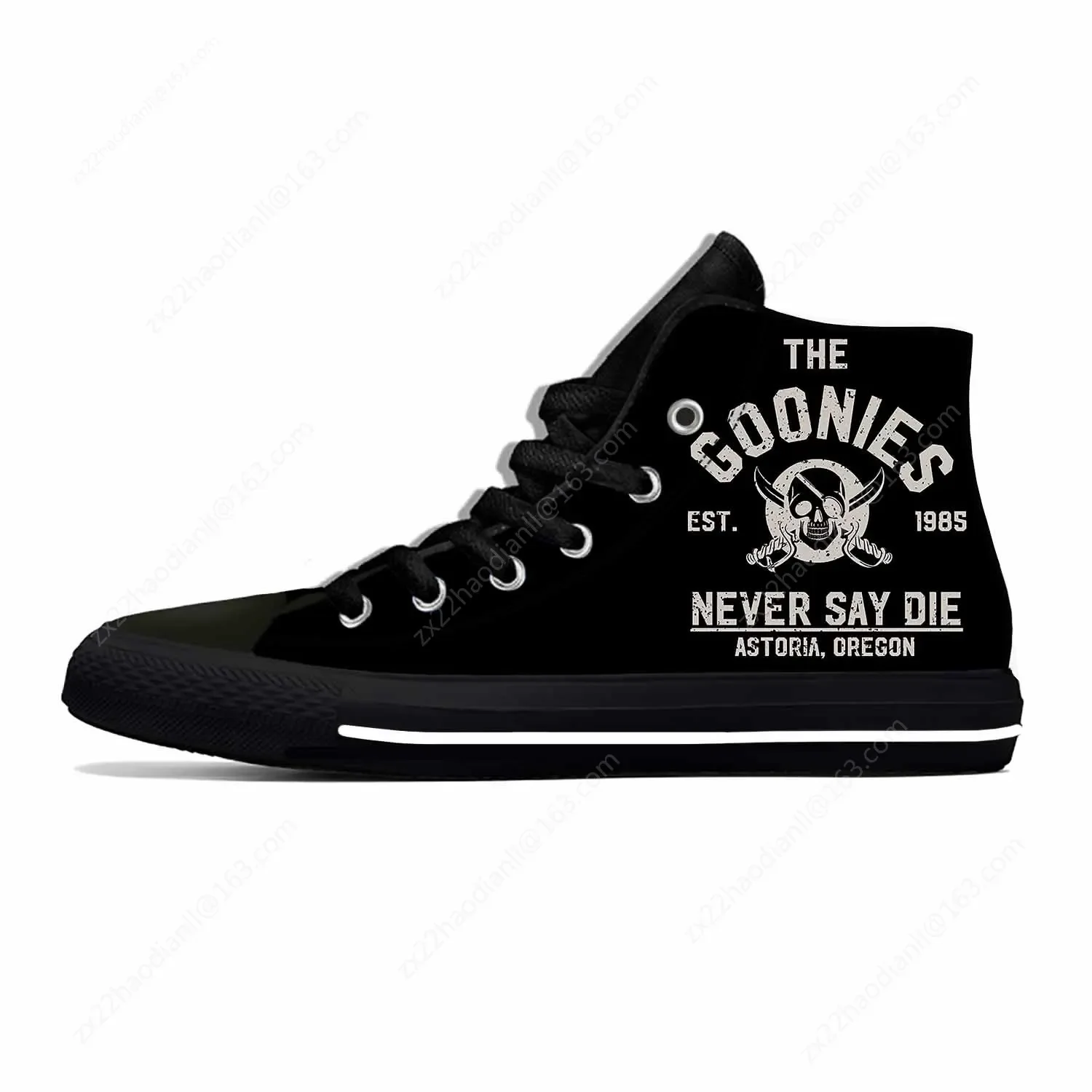 Cartoon Goonies Never Say Die Skull Pirate Rock Casual Cloth Shoes High Top Lightweight Breathable 3D Print Men Women Sneakers
