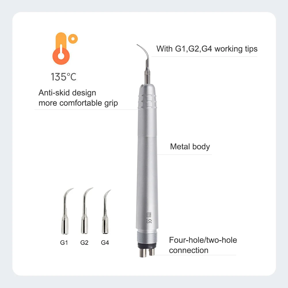 ELIJAH B2 M4 Dental Ultrasonic Air Scaler Pneumatic Scaler Handpiece Tooth Cleaning Whitening Calculus Removal Dentistry Tools