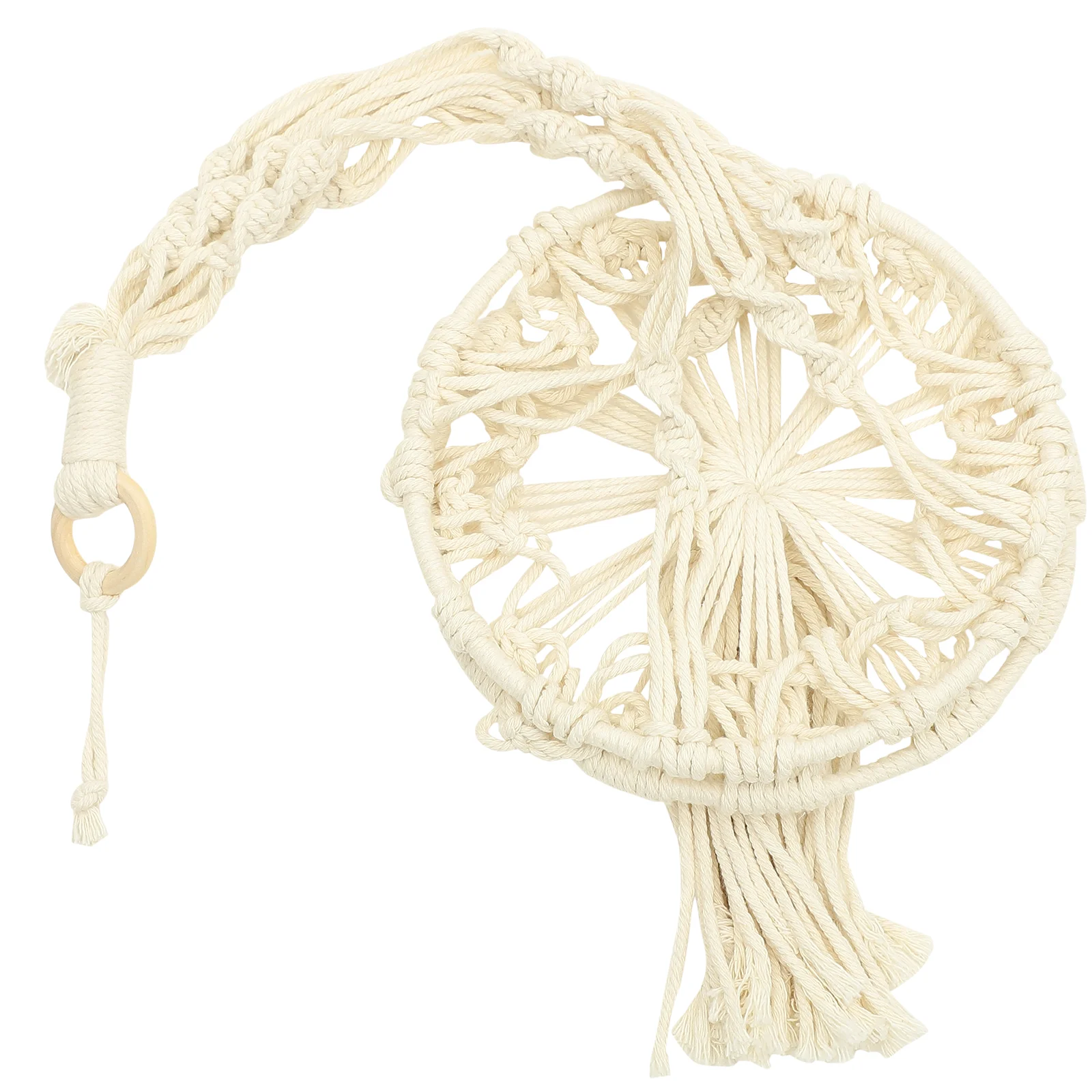 

Hand woven Cotton Rope Storage Basket 20CM Iron Macrame Hanging Fruit Vegetable Kitchen Decor ganizational Wall Basket