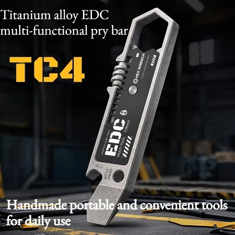 

TC4 Titanium Alloy Crowbar Multi-functional Combination Tool Wrench Bottle Opener EDC Portable Personal Tool High-end Gift