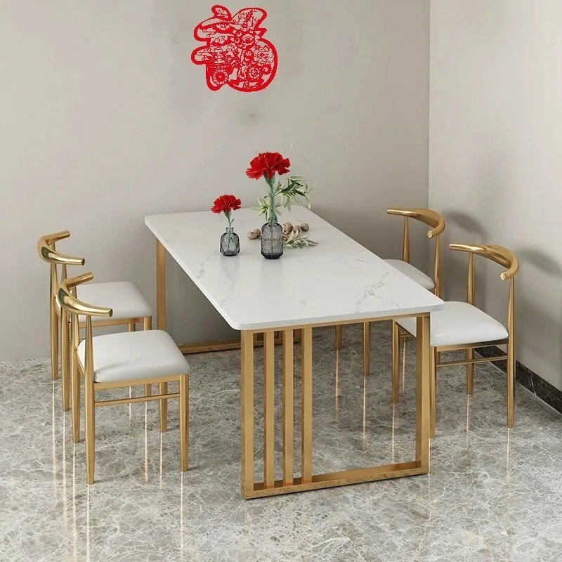 Centerpiece Unique Dining Table Rectangular Floor Metal Design Center Dining Table Coffee Set Kitchen Mesas De Jantar Furniture