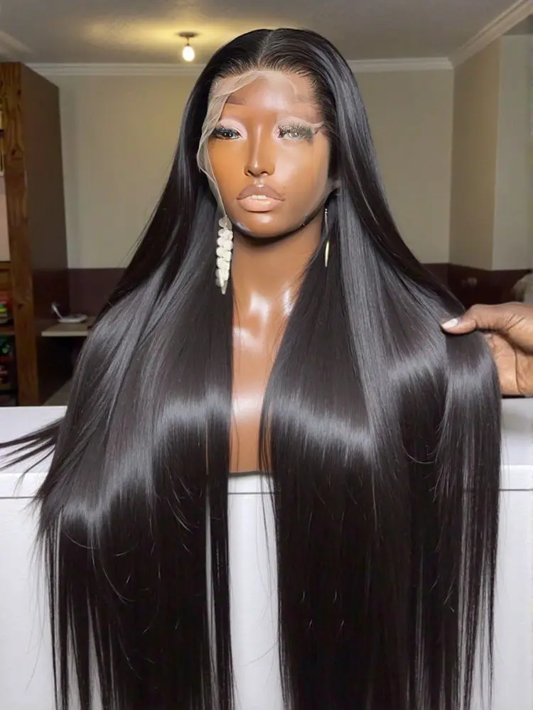 

Bone Straight Wigs Человеческие волосы Бразильский 13x6 HD Парик фронтальной части шнурка 40 дюймов 13x4 Парики фронта шнурка для женщин Плотность 220 ﻿