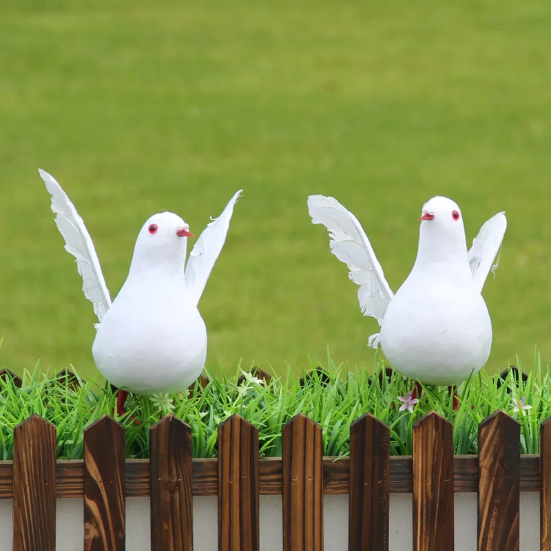 Artificial White Pigeon Simulation Foam Feather Birds Spread Wings Dove Handcrafts for Wedding Home Garden Decoration