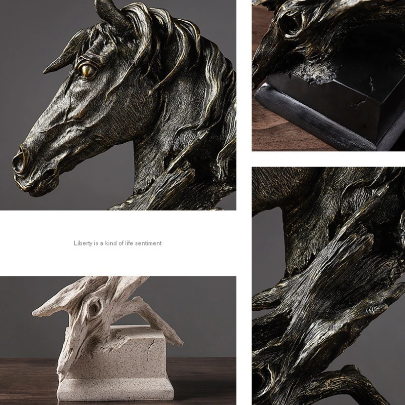 في عام 2026، سيتم تزيين تمثال رأس الحصان على طراز قديم مع زخارف فنية من الراتنج #6