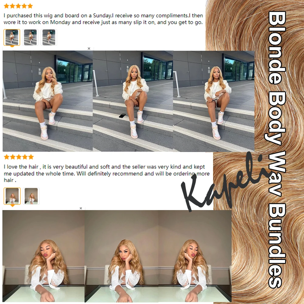 Ash Blonde Bundles 100% Human Hair Body Wave Hair Extensions For Women Girl Colored Ombre #27 1b/27 613 Human Hair Weave Bundle