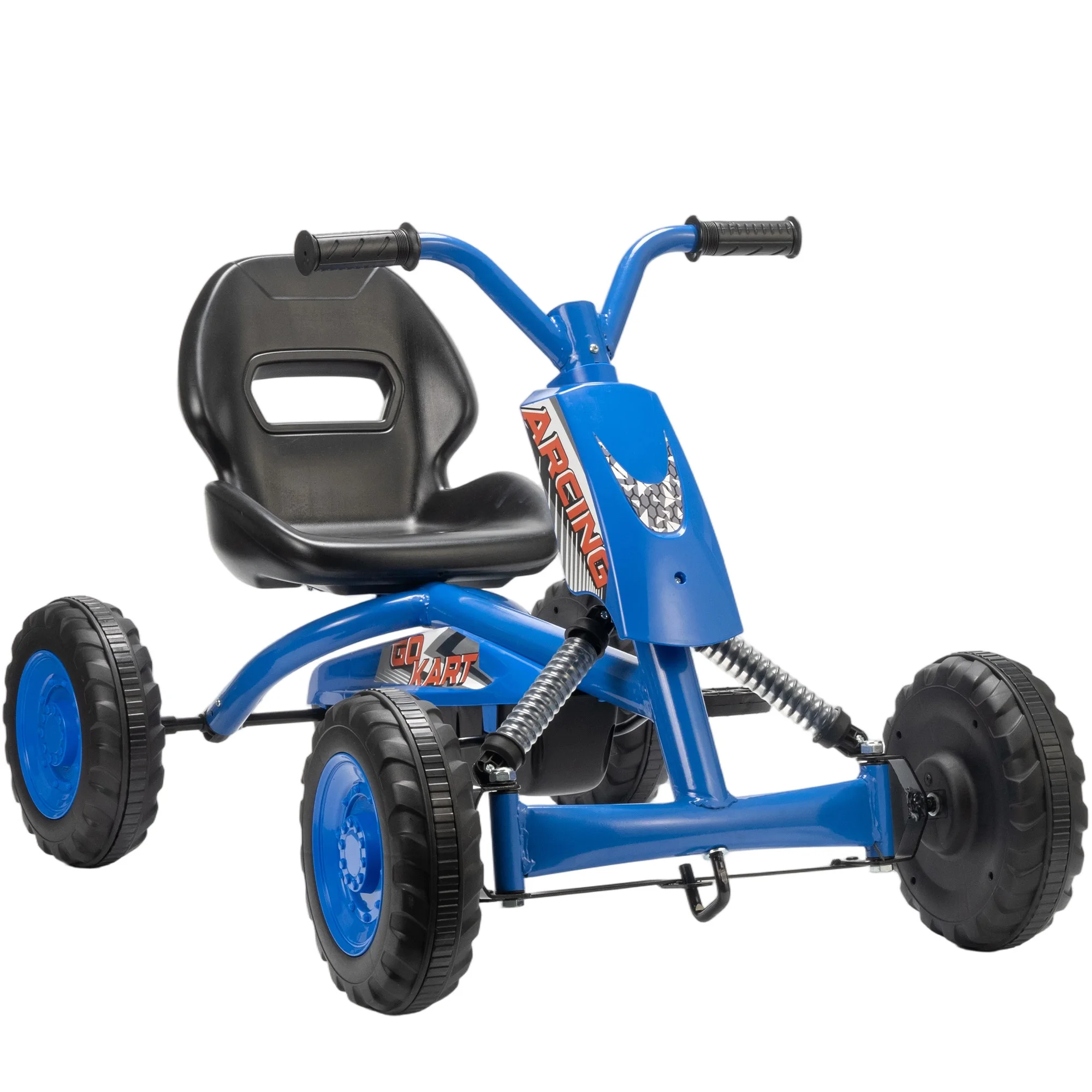 Aiyaplay Kart Pedalen, Gokart met PP wielen, stalen frame, draagvermogen 30 kg, voor jongens en meisjes van 2-5 jaar oud, zwart