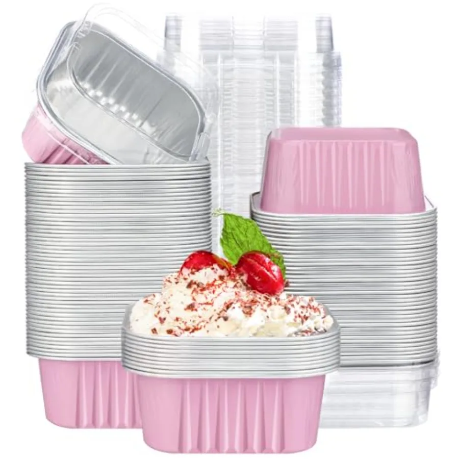 

Алюминиевые формы для выпечки с крышками, 10 унций, для крем-брюле, одноразовые формочки для маффинов, мини-кексов, хлеба, контейнеры для выпечки