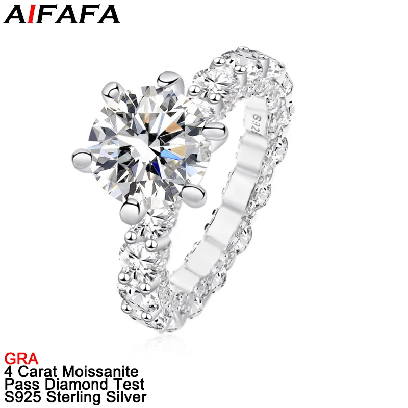 

4 Carat D Color Moissanite Women Rings High Grade 925 Sterling Silver Moissanita Propose Wedding Fine Jewelry Pass Diamond Test