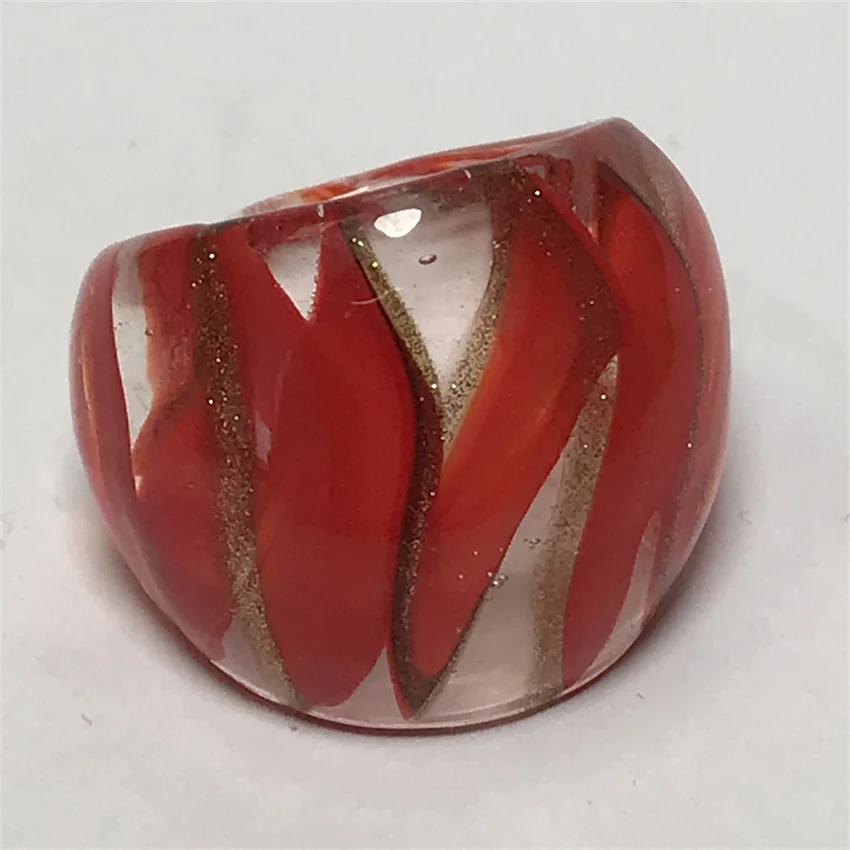 New Handmade For Neutral Women Retro Style Murano Glass Liuli Red Finger Rings Fashion Jewelry