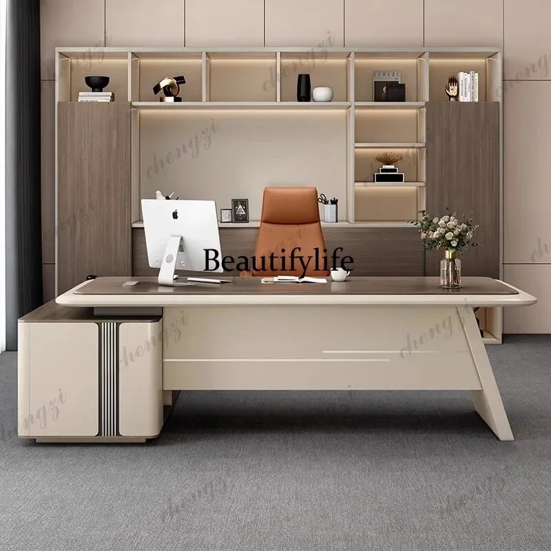 K153 Boss desk, modern leadership office desk, large desk, manager desk and chair combination, high-end atmosphere