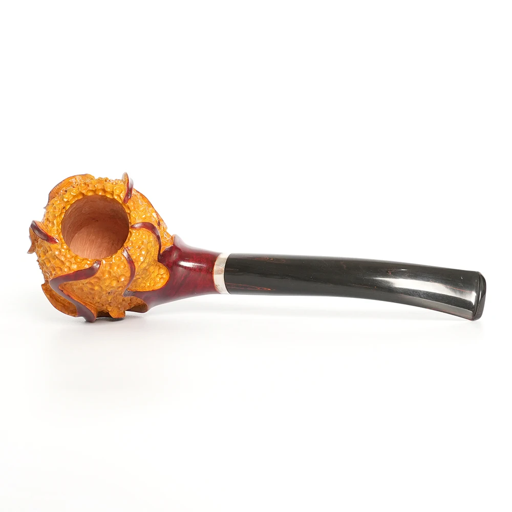 MUXIANG briar tobacco pipe smoking flower pipe Cumberland pipe mouthpiece curved handle  Heath wood pipes SherlockHolmes pipe