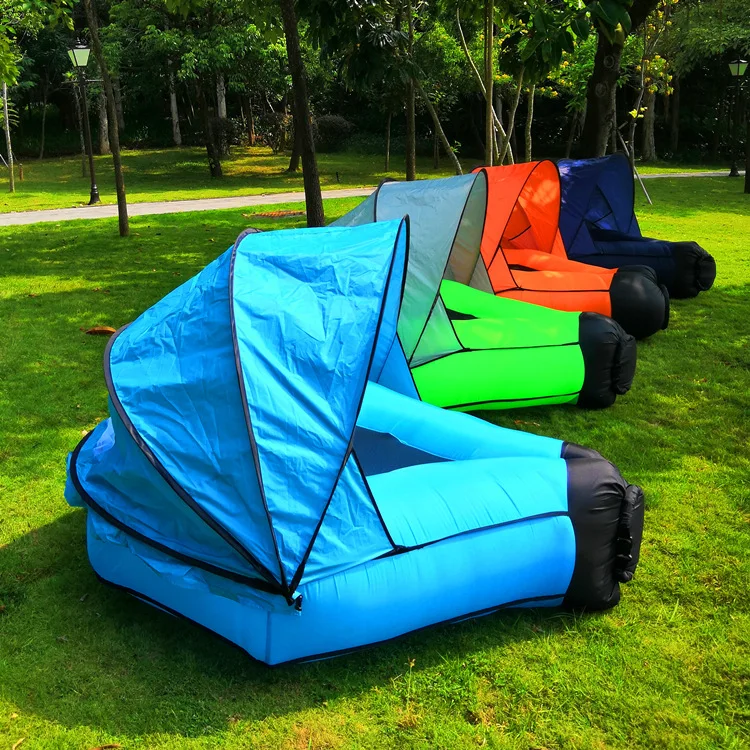 Customizable Outdoor Portable Inflatable Sofa Recliner With Awning Foldable Beach/Camping Air Lounger Couch Bed