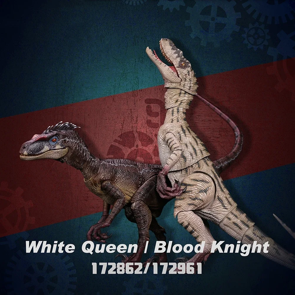 Velociraptor Blood Knight White Queen Jurassic Dinosaur Collection Model 1/12 Action Figure Movable Dinosaur Toys Children Gift