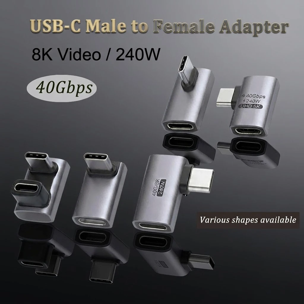 NEW 240W USB C to C Adapter 40Gbps 8K 60Hz 90 Degree Converter USB4 Adapter for Thunderbolt 4/3 MacBook iPhone 17 Pro Tablet