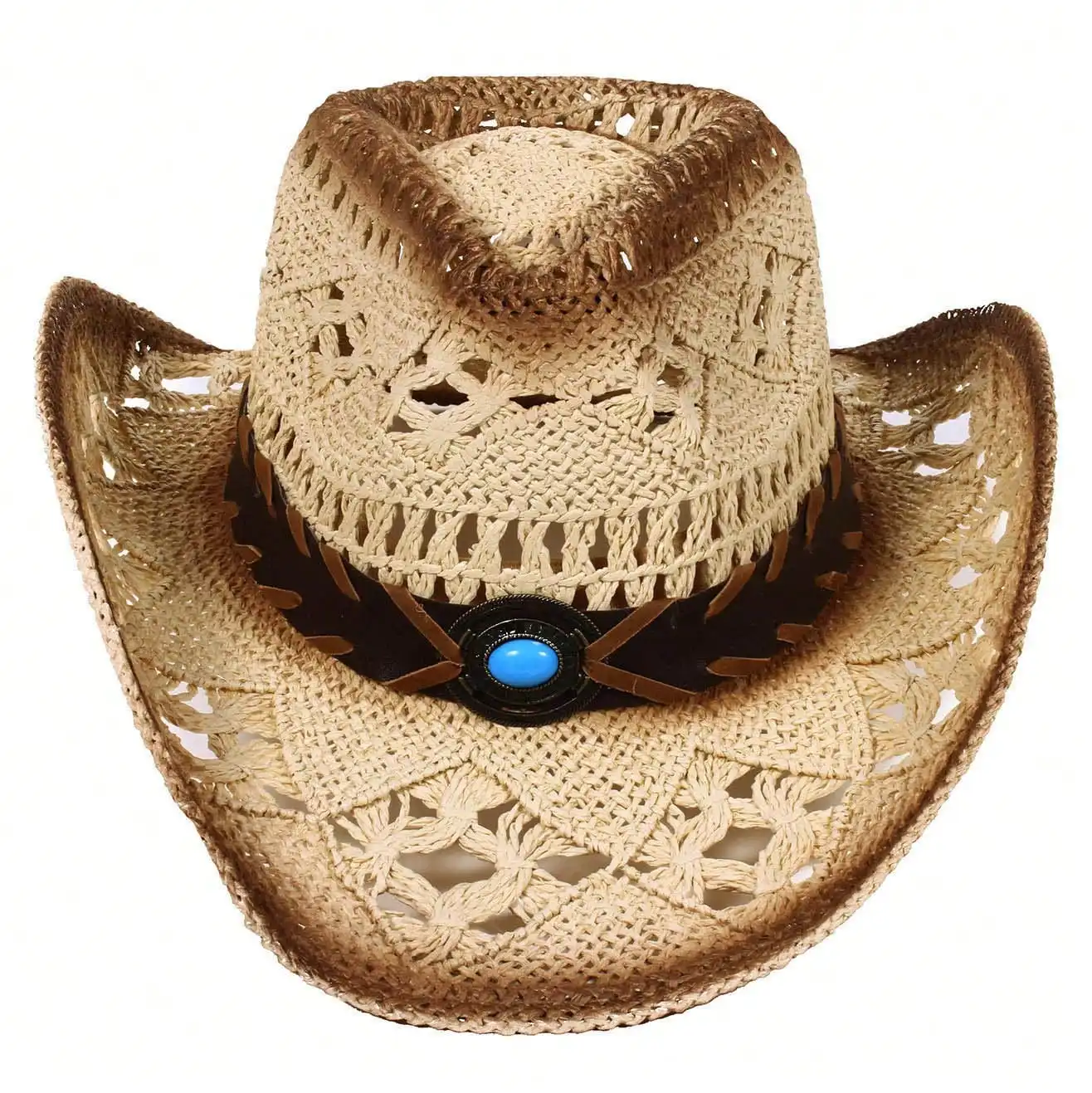 

Соломенная ковбойская шляпа в западном стиле с декоративной лентой для защиты от солнца