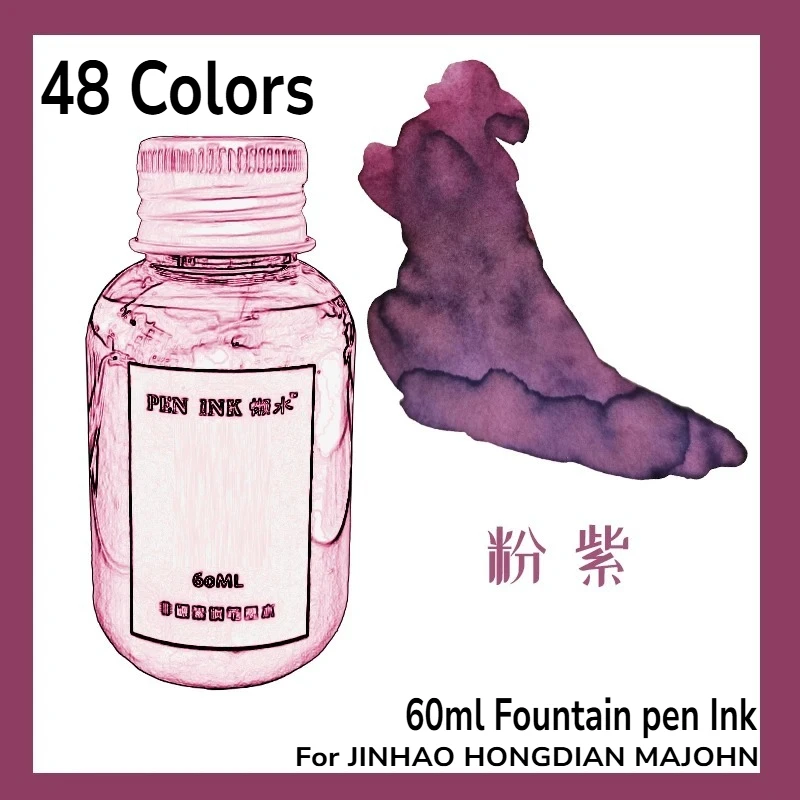 

60ml 48 Colors Fountain Pen Ink Dip Pen Ink Refill Cartridge Writing Stationery School Supplies For JINHAO HONGDIAN MAJOHN