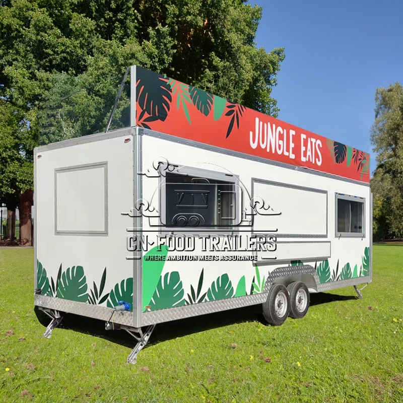 

CN Food Trailer Professional Mobile Kitchen Unit for Multiple Cuisines Featuring Grill Flat Top and Dedicated Beverage Bar