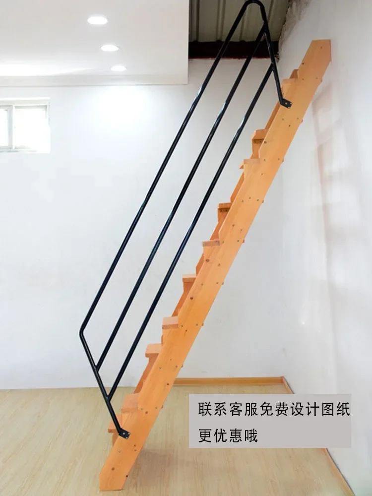 Indoor solid wood loft stairs four steps five or six steps household ladder small space ladder large tread wooden ladder customi