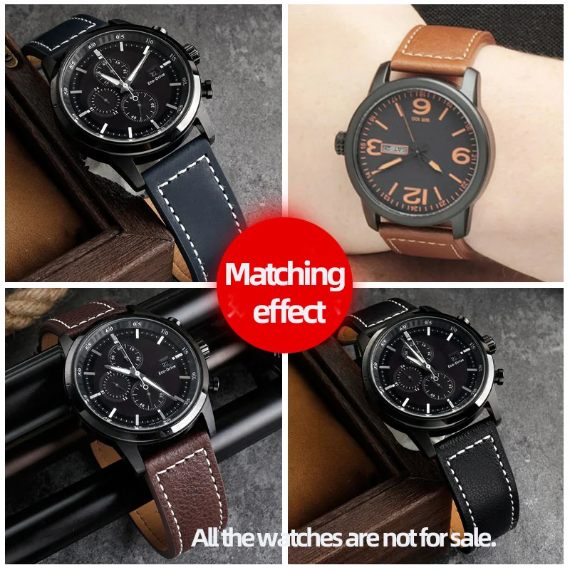 Vintage Genuine Leather Watchband 22mm For Citizen CA0695-17/84E CA0690-88E AT2140 Watch Bracelet Strap