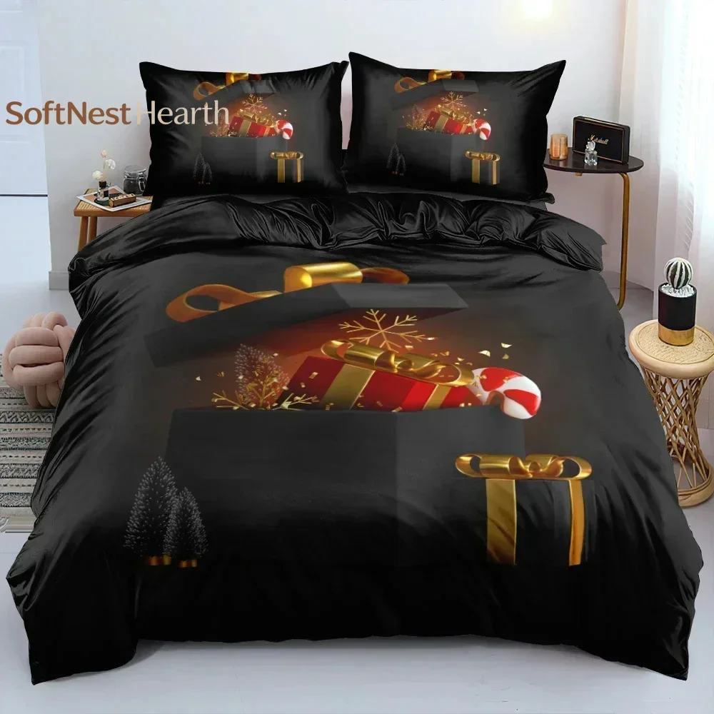 2026 Christmas Tree Star Bedding Set,Duvet Cover Comforter Bed Set Quilt Cover Pillowcase,King Queen Twin Size Boys Girls Adults