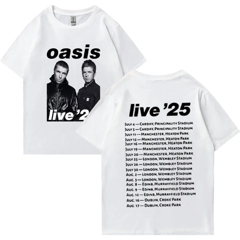 Oasis Live 25 Tour short sleeve T-Shirts Man's Women Fashion Hip Hop streetwear t shirt Cotton classic Unisex Loose print Tops