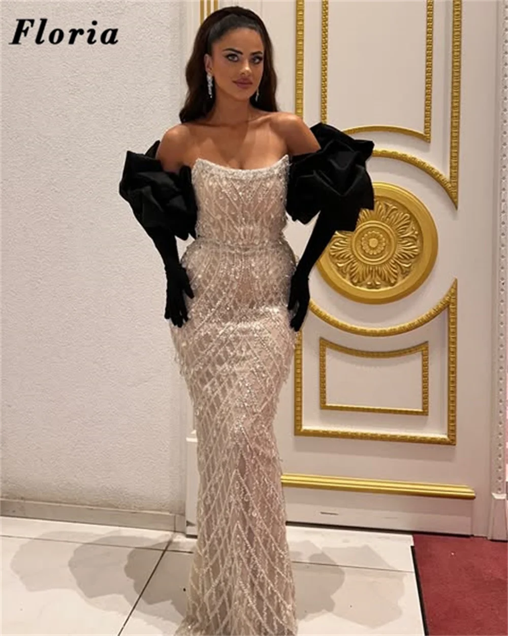 Arabic Off Shoulder Celebrity Dresses Elegant Dubai Beading Crystals Cocktail Evening Dress Vestidos De Noiva Customized Party